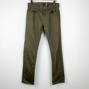 J. Crew 484 Olive Green Garment Dyed Slim Jeans